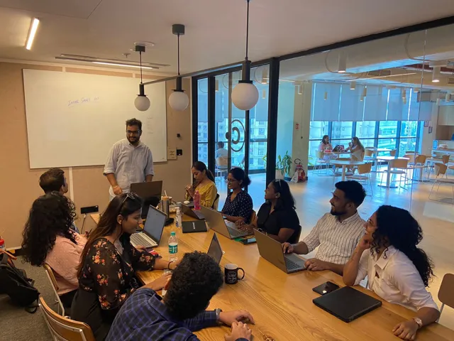 Shobhit Gupta, standing, with the GoComet sales development team